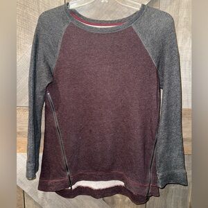 Lou & Grey Dark Gray and Deep Plum Sweater